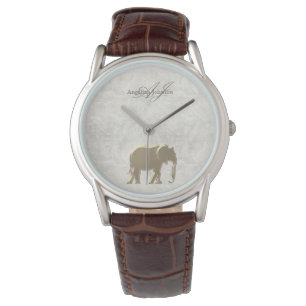 Montre Vintage Elegant Marbre Or Elephant Monogramme