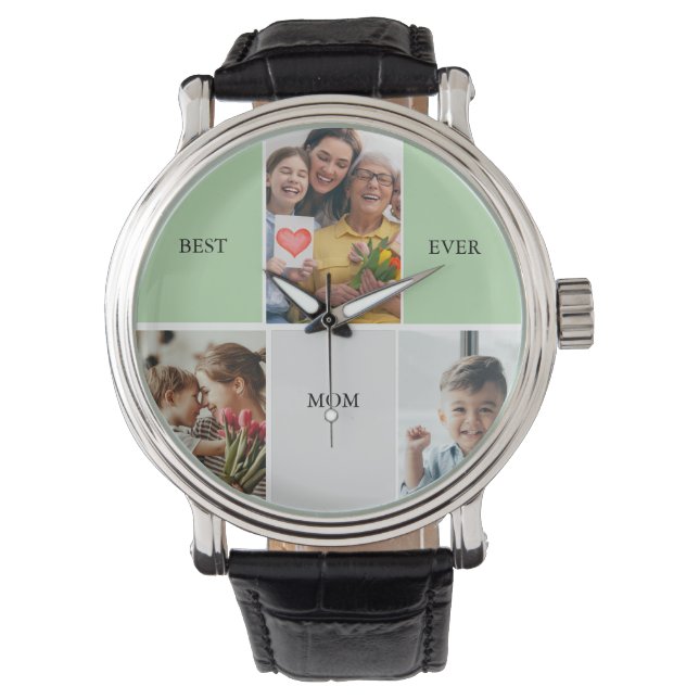 Montre Vintage Floral Collage Photo Mother's Day (devant)