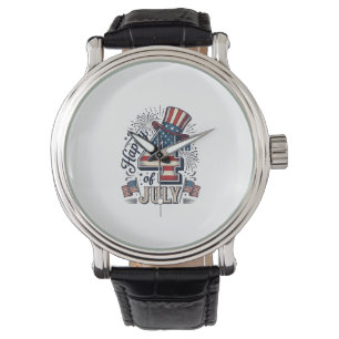 Montre Vintage Joyeux 4 juillet Chapeau Patriote Vector D