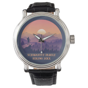 Montre Vintage Mountain Forest Hiker's Sunset violet oran