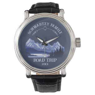 Montre Vintage Mountain Sunset lac extérieur Retourner bl