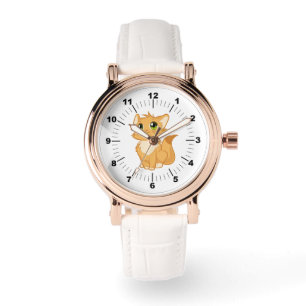 Montre Vintage or Rose féminin - chat mignon