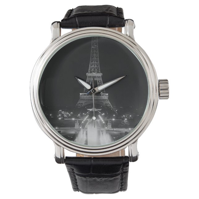 Montre Vintage Paris Fontains Tour Eiffel nuit (devant)