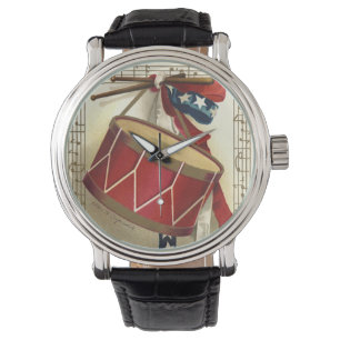 Montre Vintage Patriotique, Tambours avec notes musicales