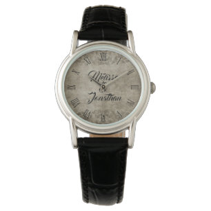 Montre Vintage rustique Bride Groom noms Mariage