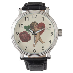 Montre Vintage Saint-Valentin Chérubin et Rose Victorienn