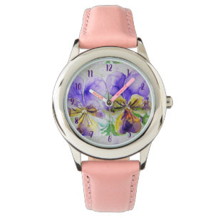 Montre Viola Aquarelle Peinture d'art violet Fleur Floral