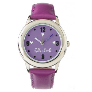 Montre Violet et noir avec coeur et nom