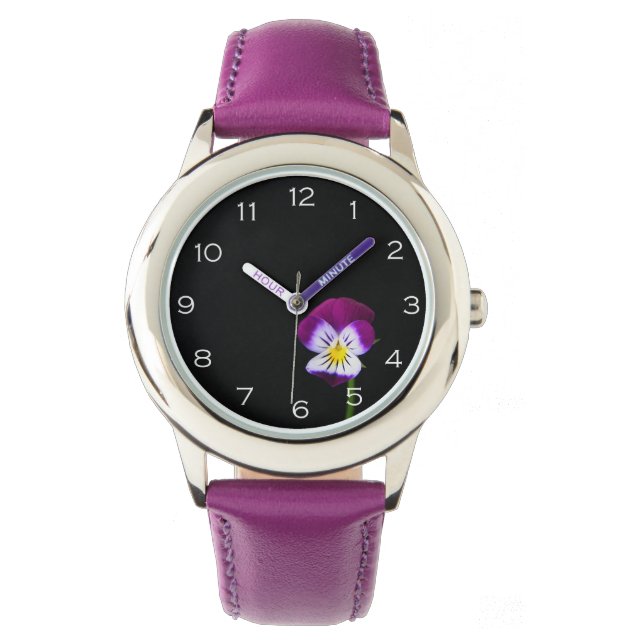 Montre Violet Fleur blanc Numéros wacna (devant)