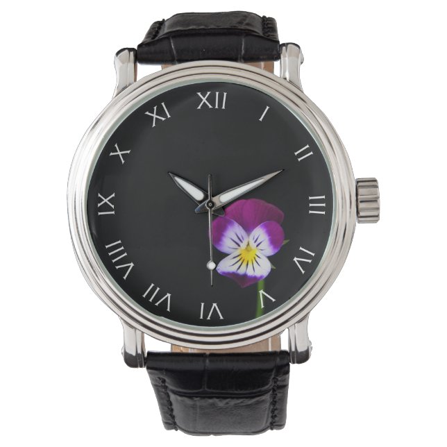 Montre Violet Fleur Blanc Romain Numéros wacna (devant)