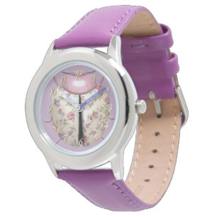 Montre Violette de Ladybug et Rose mignon floral