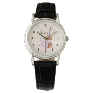 Montre Violon, Chaussures de Ballet, Fleurs et Papillons
