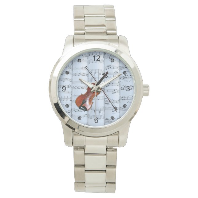 Montre Violon ~ Partition roulée ~ Arrière - plan de tein (devant)