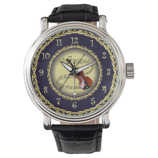 Montre Violon ~ Scroll musical ~ Gold/Navy Blue ~ ~ ~ ~ (devant)