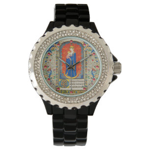 Montre VIRGIN AVEC ENFANT ET ANGELS Antique Fleurs