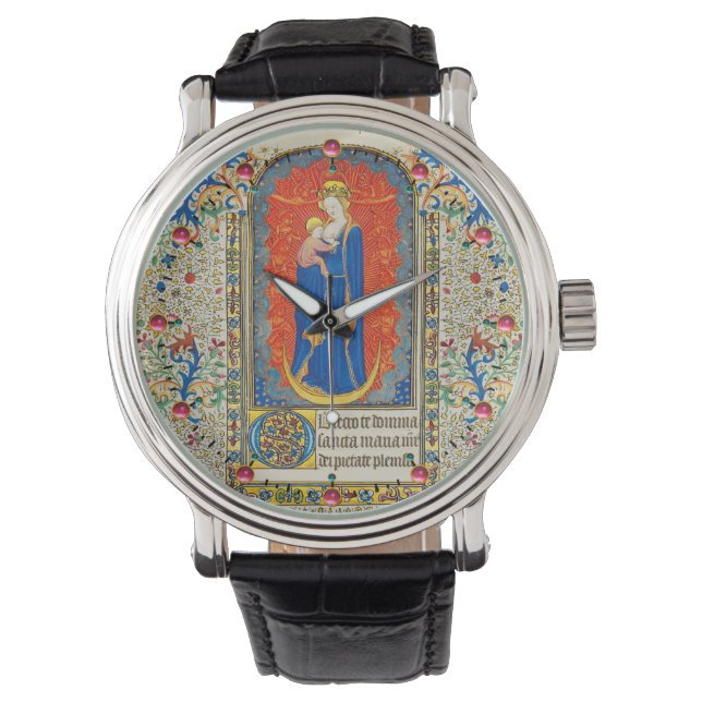 Montre VIRGIN AVEC ENFANT ET ANGELS Antique Fleurs (devant)
