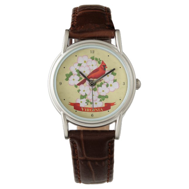 Montre Virginie State Cardinal Bird and Dogwood Flower (devant)