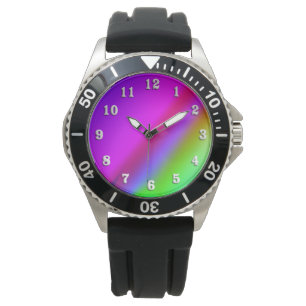 Montre Visage arc-en-ciel avec chiffres blancs