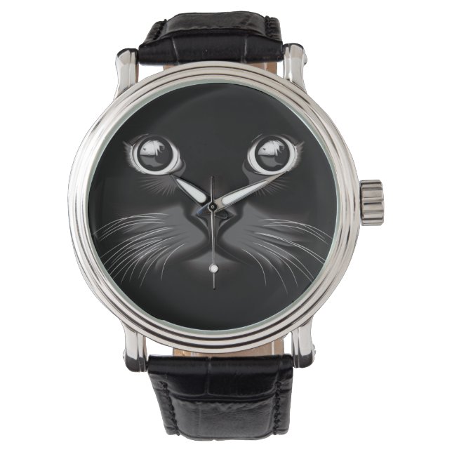 Montre Visage de chat noir (devant)