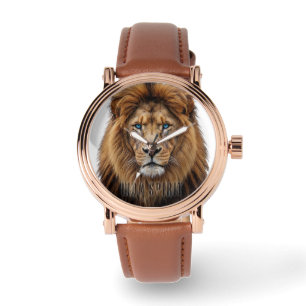 Montre Visage de lion majestueux aux yeux bleus Faune A