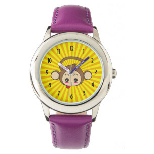 Montre Visage de super singe sur Arrière - plan Sunburst