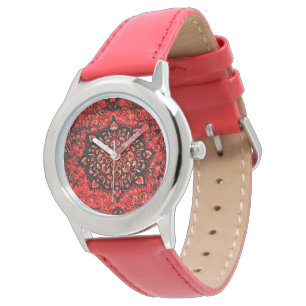 Montre Visage de tapis persan en champ teinté rose