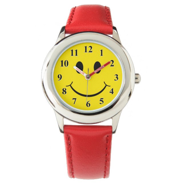 Montre Visage Jaune Jaune Classique des années 70 (devant)