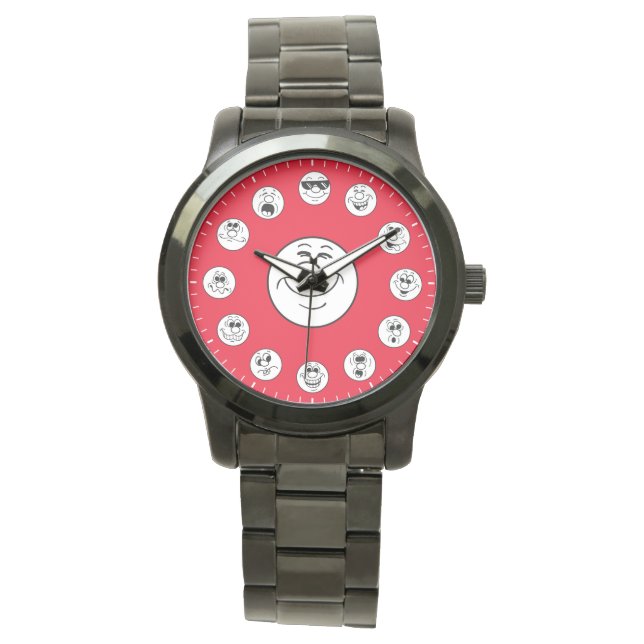Montre Visages et expressions amusants Emoji en Veille Bl (devant)