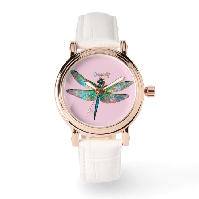 Montre Vitrail Libellule Colorée (Recto)