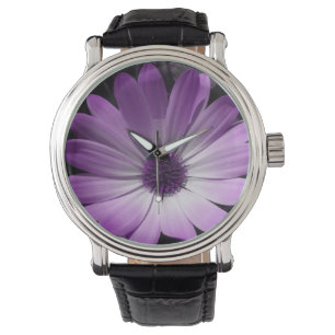 Montre Vitre Vintage à fleur de marguerite violette
