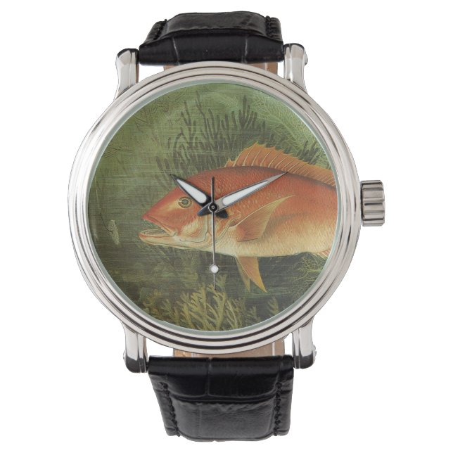 Montre Vivaneau rouge par Kilbourne, Vie marine vintage (devant)