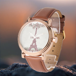 Montre Vive Paris Shabby Chic Art Tour Eiffel Rose