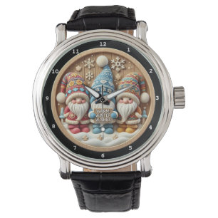Montre Vœux chaleureux de l'hiver Gnomes Décoratif