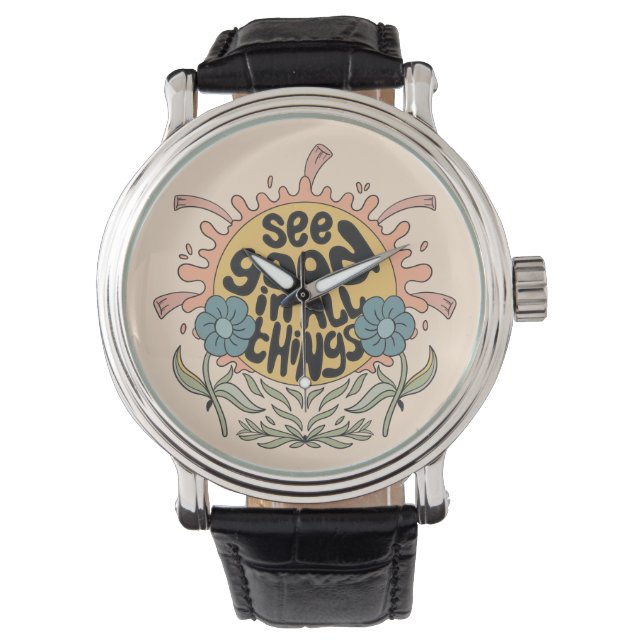 Montre Voir le bon dans toutes les choses Hippie Graphic (devant)