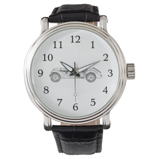 Montre Voiture de course Vintage BMW 328 noir et blanc 19 (devant)