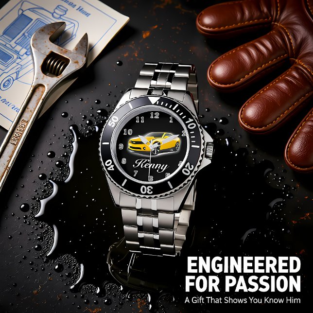 Montre Voiture de sport jaune et noir (Créateur téléchargé)