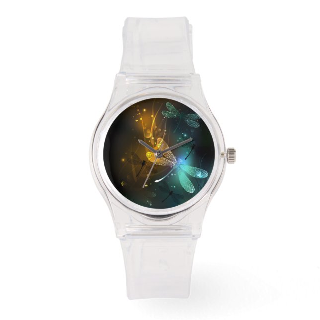 Montre Vol de libellule verte lumineuse (Recto)