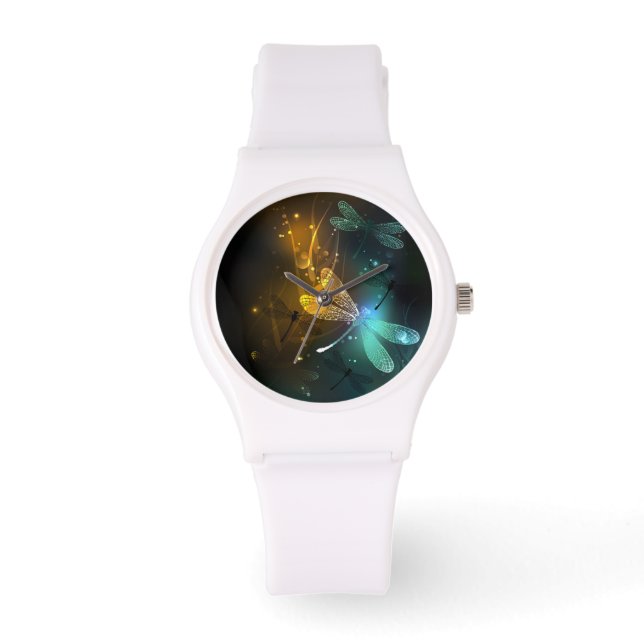 Montre Vol de libellule verte lumineuse (Recto)