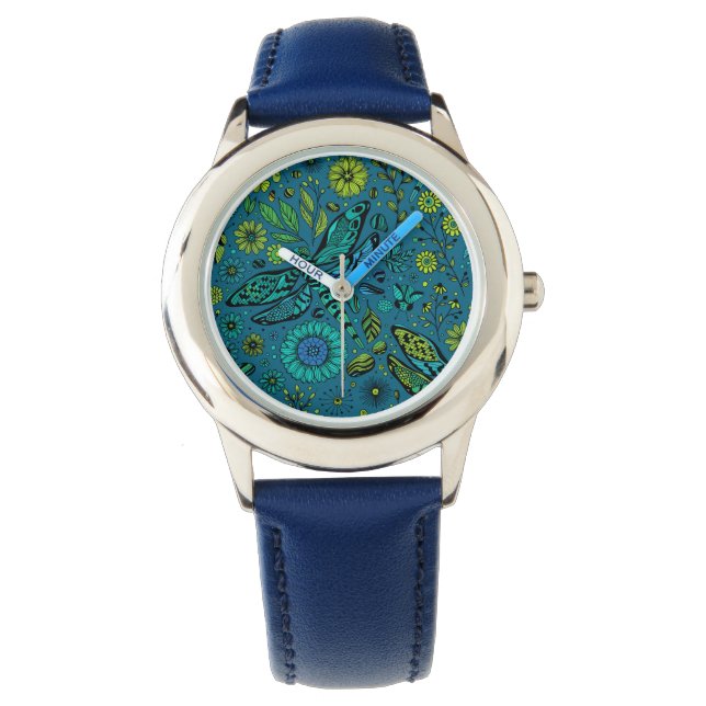 Montre Voler, pilonner la libellule en bleu (devant)