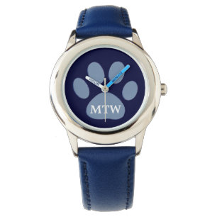 Montre vos initiales chien patte bleu
