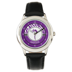 Montre Votre gymnastique nommée d'impression de zèbre