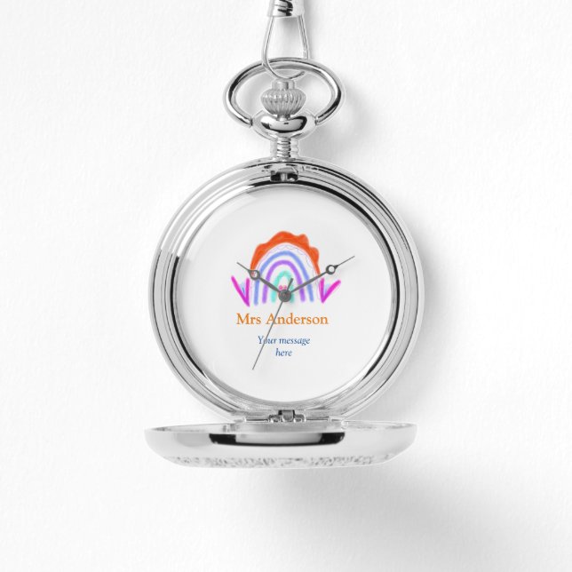 Montre Votre message e ajouter nom de texte rainbow profe (Recto)