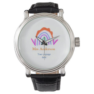 Montre Votre message e ajouter nom de texte rainbow profe