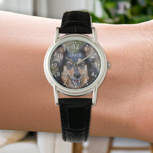 Montre Votre photo & nom & cadran d'horloge numéroté de n