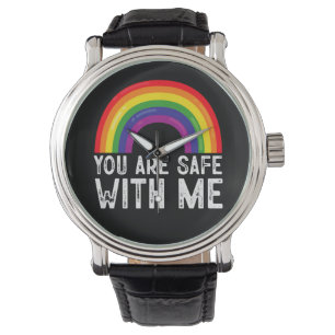 Montre Vous êtes en sécurité avec moi LGBTQ Mois de la fi