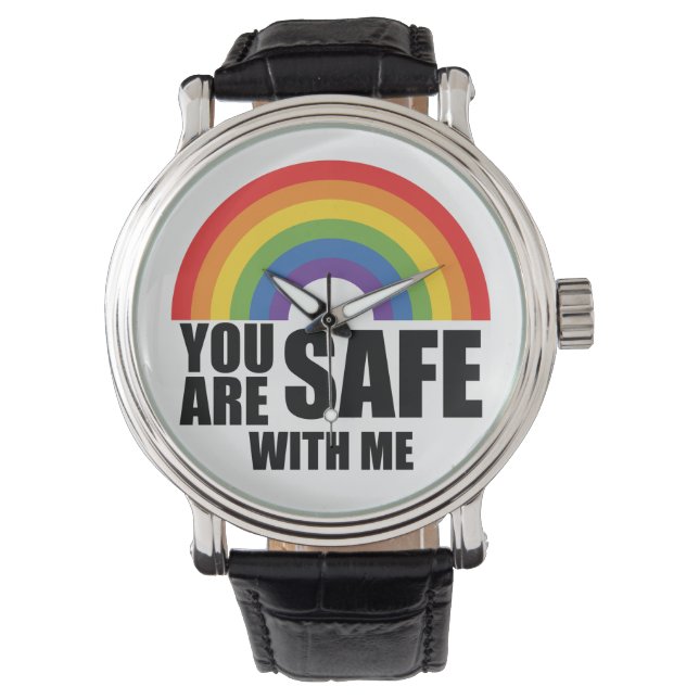 Montre Vous Êtes En Sécurité Avec Moi LGBTQ Rainbow Pride (devant)