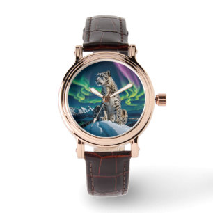 Montre « Voyageur du ciel du Nord » – Portrait de léopard