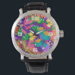 Montre Wall Clock<br><div class="desc">Colorful Exotic Floral Pattern-23148</div>