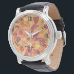 Montre Wall Clock<br><div class="desc">Enhance your home decor with a touch of glamour by incorporating our orange and gold-toned stained glass in a seamless pattern. This perfect design adds a stylish element to any room.</div>