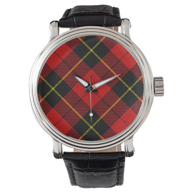 Montre Wallace tartan rouge noir plaid (devant)